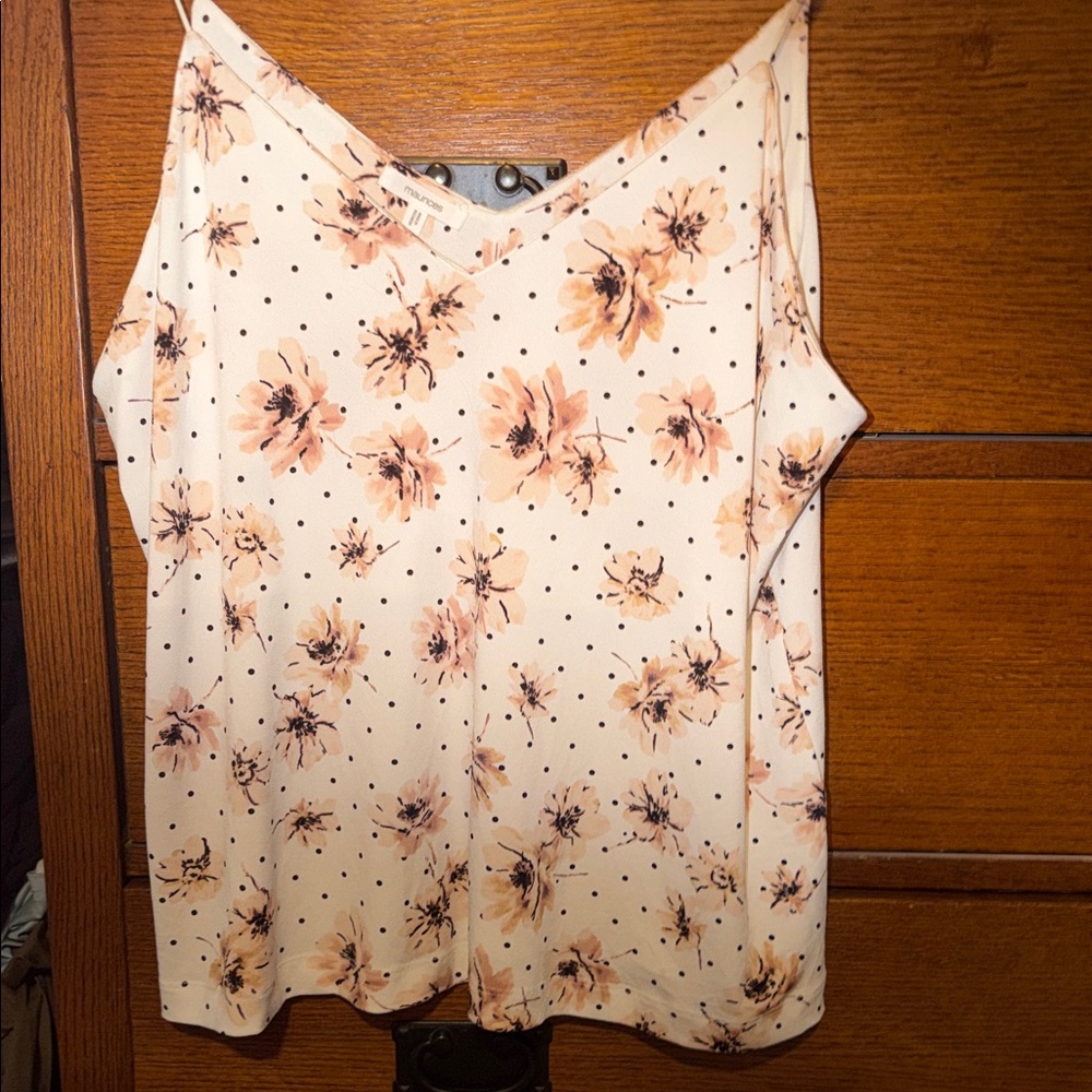 4/$15 Floral Sleeveless Top - Cream and Pink
